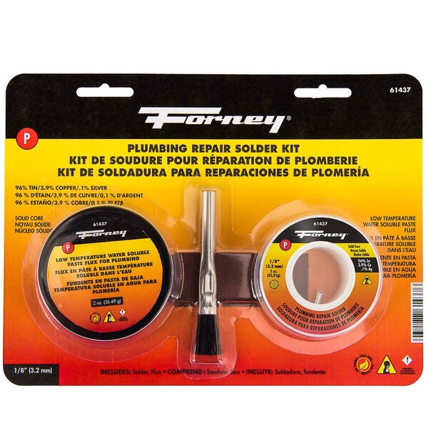 Forney Solder Kit, Lead Free LF, Plumbing Repair, Solid Core, 1/8 in, 3 Ounce 61437 - main